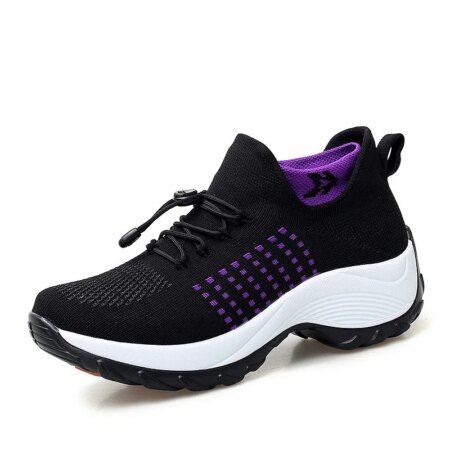 Women Fashion Sneaker for Walking Fitness Sport Shoes Chunky Platform Height Increasing Breathable Loafers Elastic Lady Trainers