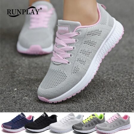 Woman Tennis Shoes Fashion Tenis Feminino Lace-Up White Sport Shoes Female Sneakers Light Breathable Women Flats Outdoor Shoes