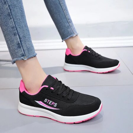 Women Fashion Summer sneakers shoes Women Summer Wedge Breathable running Mesh Lace -up shoes Casual Shoes Woman 125