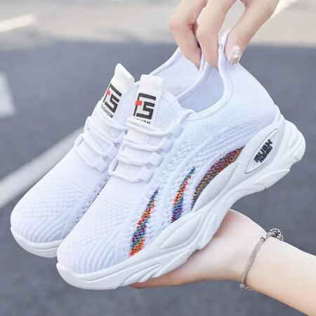 Women Girls Breathable Non-slip Platform Fashion Casual Shoes Korean Soft Sole Lightweight Cushioning Running Sneakers