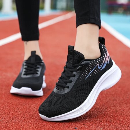 Women Running Shoes for Running Black Sports Platform Sneakers Casual Shoes Fashion Walking Sneakers Gym Vulcanized Female Footw